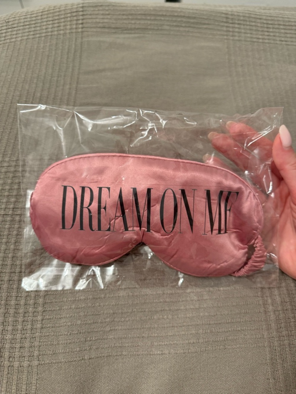 New Pink satin eye mask and scrunchie set